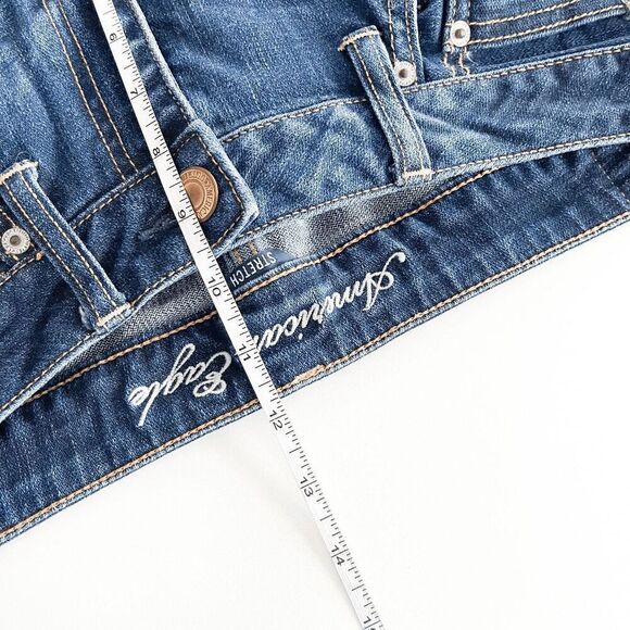 American Eagle Womens Slouchy Denim Stretch Straight Jeans Blue 8 - Picture 9 of 11